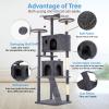 imageFDW Cat Tree 54in Cat Tower MultiLevel Durable Cat Scratching Post ampamp Cozy Fun Cat Jumping Platform Space Saving Cat Condo Pet Play House for Indoor CatsBeigeDark Gray