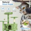 imageFDW Cat Tree 54in Cat Tower MultiLevel Durable Cat Scratching Post ampamp Cozy Fun Cat Jumping Platform Space Saving Cat Condo Pet Play House for Indoor CatsBeigeGreen