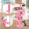 imageFDW Cat Tree 54in Cat Tower MultiLevel Durable Cat Scratching Post ampamp Cozy Fun Cat Jumping Platform Space Saving Cat Condo Pet Play House for Indoor CatsBeigePink