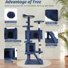 imageFDW Cat Tree 54in Cat Tower MultiLevel Durable Cat Scratching Post ampamp Cozy Fun Cat Jumping Platform Space Saving Cat Condo Pet Play House for Indoor CatsBeigeDark Blue