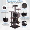 imageFDW Cat Tree 54in Cat Tower MultiLevel Durable Cat Scratching Post ampamp Cozy Fun Cat Jumping Platform Space Saving Cat Condo Pet Play House for Indoor CatsDark GrayPurple Gray
