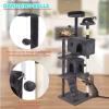 imageFDW Cat Tree 54in Cat Tower MultiLevel Durable Cat Scratching Post ampamp Cozy Fun Cat Jumping Platform Space Saving Cat Condo Pet Play House for Indoor CatsBeigeLight Gray