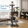 imageFDW Cat Tree 54in Cat Tower MultiLevel Durable Cat Scratching Post ampamp Cozy Fun Cat Jumping Platform Space Saving Cat Condo Pet Play House for Indoor CatsDark GrayPurple Gray