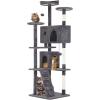 imageFDW Cat Tree 54in Cat Tower MultiLevel Durable Cat Scratching Post ampamp Cozy Fun Cat Jumping Platform Space Saving Cat Condo Pet Play House for Indoor CatsBeigeLight Gray