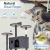 imageFDW Cat Tree 54in Cat Tower MultiLevel Durable Cat Scratching Post ampamp Cozy Fun Cat Jumping Platform Space Saving Cat Condo Pet Play House for Indoor CatsBeigeDark Gray