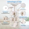 imageFDW Cat Tree 54in Cat Tower MultiLevel Durable Cat Scratching Post ampamp Cozy Fun Cat Jumping Platform Space Saving Cat Condo Pet Play House for Indoor CatsBeigeBeige