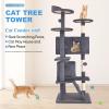 imageFDW Cat Tree 54in Cat Tower MultiLevel Durable Cat Scratching Post ampamp Cozy Fun Cat Jumping Platform Space Saving Cat Condo Pet Play House for Indoor CatsBeigeAshy