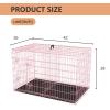 imageFDW Dog Crate for Large Dogs 42 Inch Folding Metal WirePet Cage Double Door WDivider Panel Indoor Outdoor Kennel LeakProof Plastic TrayPink