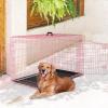 imageFDW Dog Crate for Large Dogs 42 Inch Folding Metal WirePet Cage Double Door WDivider Panel Indoor Outdoor Kennel LeakProof Plastic TrayPink