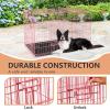 imageFDW Dog Crate for Large Dogs 42 Inch Folding Metal WirePet Cage Double Door WDivider Panel Indoor Outdoor Kennel LeakProof Plastic TrayPink
