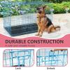 imageFDW Dog Crate for Large Dogs 48 Inch Folding Metal WirePet Cage Double Door WDivider Panel Indoor Outdoor Kennel LeakProof Plastic TrayBlue