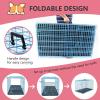 imageFDW Dog Crate for Large Dogs 48 Inch Folding Metal WirePet Cage Double Door WDivider Panel Indoor Outdoor Kennel LeakProof Plastic TrayBlue