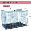 imageFDW Dog Crate for Large Dogs 48 Inch Folding Metal WirePet Cage Double Door WDivider Panel Indoor Outdoor Kennel LeakProof Plastic TrayBlue