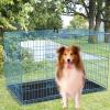 imageFDW Dog Crate for Large Dogs 48 Inch Folding Metal WirePet Cage Double Door WDivider Panel Indoor Outdoor Kennel LeakProof Plastic TrayBlue