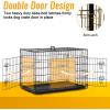 imageFDW Dog Crate for Medium Dogs 30 Inch Folding Metal WirePet Cage Double Door WDivider Panel Indoor Outdoor Kennel LeakProof Plastic TrayBlack