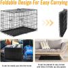 imageFDW Dog Crate for Medium Dogs 30 Inch Folding Metal WirePet Cage Double Door WDivider Panel Indoor Outdoor Kennel LeakProof Plastic TrayBlack