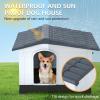 imageFDW Dog House Indoor Outdoor Durable House with Weatherproof Pet Plastic Dog House for Dogs Cats with Air Vents and Elevated Floor