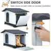 imageFDW Dog House Indoor Outdoor Durable House with Weatherproof Pet Plastic Dog House for Dogs Cats with Air Vents and Elevated Floor
