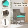 imageFDW Wicker Outdoor Furniture Patio Furniture Set of 3 Rattan Patio Chairs Outdoor Chairs Patio Conversation Set with Coffee Table for Yard Backyard Lawn Porch Poolside BalconyBlackGray and Blue