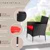 imageFDW Wicker Outdoor Furniture Patio Furniture Set of 3 Rattan Patio Chairs Outdoor Chairs Patio Conversation Set with Coffee Table for Yard Backyard Lawn Porch Poolside BalconyBlackBlack and Red
