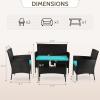 imageFDW Wicker Outdoor Furniture Patio Furniture Set of 3 Rattan Patio Chairs Outdoor Chairs Patio Conversation Set with Coffee Table for Yard Backyard Lawn Porch Poolside BalconyBlackBlack and Blue