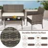 imageFDW Wicker Outdoor Furniture Patio Furniture Set of 3 Rattan Patio Chairs Outdoor Chairs Patio Conversation Set with Coffee Table for Yard Backyard Lawn Porch Poolside BalconyBlackGray and Khaki