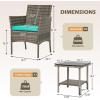 imageFDW Wicker Outdoor Furniture Patio Furniture Set of 3 Rattan Patio Chairs Outdoor Chairs Patio Conversation Set with Coffee Table for Yard Backyard Lawn Porch Poolside BalconyBlackGray and Blue
