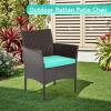 imageFDW Wicker Outdoor Furniture Patio Furniture Set of 3 Rattan Patio Chairs Outdoor Chairs Patio Conversation Set with Coffee Table for Yard Backyard Lawn Porch Poolside BalconyBlackBrown and Blue