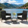 imageFDW Wicker Outdoor Furniture Patio Furniture Set of 3 Rattan Patio Chairs Outdoor Chairs Patio Conversation Set with Coffee Table for Yard Backyard Lawn Porch Poolside BalconyBlackBlack and Beige