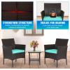 imageFDW Wicker Outdoor Furniture Patio Furniture Set of 3 Rattan Patio Chairs Outdoor Chairs Patio Conversation Set with Coffee Table for Yard Backyard Lawn Porch Poolside BalconyBlackBrown and Blue