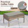 imageFDW Wicker Outdoor Furniture Patio Furniture Set of 3 Rattan Patio Chairs Outdoor Chairs Patio Conversation Set with Coffee Table for Yard Backyard Lawn Porch Poolside BalconyBlackGray and Red