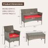 imageFDW Wicker Outdoor Furniture Patio Furniture Set of 3 Rattan Patio Chairs Outdoor Chairs Patio Conversation Set with Coffee Table for Yard Backyard Lawn Porch Poolside BalconyBlackGray and Red