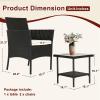 imageFDW Wicker Outdoor Furniture Patio Furniture Set of 3 Rattan Patio Chairs Outdoor Chairs Patio Conversation Set with Coffee Table for Yard Backyard Lawn Porch Poolside BalconyBlackBlack and Beige
