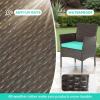 imageFDW Wicker Outdoor Furniture Patio Furniture Set of 3 Rattan Patio Chairs Outdoor Chairs Patio Conversation Set with Coffee Table for Yard Backyard Lawn Porch Poolside BalconyBlackBrown and Blue