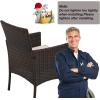 imageFDW Wicker Outdoor Furniture Patio Furniture Set of 3 Rattan Patio Chairs Outdoor Chairs Patio Conversation Set with Coffee Table for Yard Backyard Lawn Porch Poolside BalconyBlackBrown and Khaki