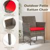 imageFDW Wicker Outdoor Furniture Patio Furniture Set of 3 Rattan Patio Chairs Outdoor Chairs Patio Conversation Set with Coffee Table for Yard Backyard Lawn Porch Poolside BalconyBlackGray and Red