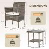 imageFDW Wicker Outdoor Furniture Patio Furniture Set of 3 Rattan Patio Chairs Outdoor Chairs Patio Conversation Set with Coffee Table for Yard Backyard Lawn Porch Poolside BalconyBlackGray and Khaki