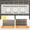imageFDW Wicker Outdoor Furniture Patio Furniture Set of 3 Rattan Patio Chairs Outdoor Chairs Patio Conversation Set with Coffee Table for Yard Backyard Lawn Porch Poolside BalconyBlackGray and Red