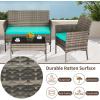 imageFDW Wicker Outdoor Furniture Patio Furniture Set of 3 Rattan Patio Chairs Outdoor Chairs Patio Conversation Set with Coffee Table for Yard Backyard Lawn Porch Poolside BalconyBlackGray and Blue