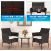 imageFDW Wicker Outdoor Furniture Patio Furniture Set of 3 Rattan Patio Chairs Outdoor Chairs Patio Conversation Set with Coffee Table for Yard Backyard Lawn Porch Poolside BalconyBlackBrown and Khaki
