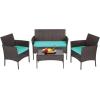 imageFDW Wicker Outdoor Furniture Patio Furniture Set of 3 Rattan Patio Chairs Outdoor Chairs Patio Conversation Set with Coffee Table for Yard Backyard Lawn Porch Poolside BalconyBlackBrown and Blue
