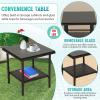 imageFDW Wicker Outdoor Furniture Patio Furniture Set of 3 Rattan Patio Chairs Outdoor Chairs Patio Conversation Set with Coffee Table for Yard Backyard Lawn Porch Poolside BalconyBlackBrown and Red
