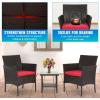 imageFDW Wicker Outdoor Furniture Patio Furniture Set of 3 Rattan Patio Chairs Outdoor Chairs Patio Conversation Set with Coffee Table for Yard Backyard Lawn Porch Poolside BalconyBlackBrown and Red