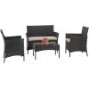 imageFDW Wicker Outdoor Furniture Patio Furniture Set of 3 Rattan Patio Chairs Outdoor Chairs Patio Conversation Set with Coffee Table for Yard Backyard Lawn Porch Poolside BalconyBlackBlack and Beige