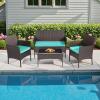 imageFDW Wicker Outdoor Furniture Patio Furniture Set of 3 Rattan Patio Chairs Outdoor Chairs Patio Conversation Set with Coffee Table for Yard Backyard Lawn Porch Poolside BalconyBlackBrown and Blue