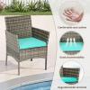 imageFDW Wicker Outdoor Furniture Patio Furniture Set of 3 Rattan Patio Chairs Outdoor Chairs Patio Conversation Set with Coffee Table for Yard Backyard Lawn Porch Poolside BalconyBlackGray and Blue
