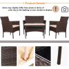 imageFDW Wicker Outdoor Furniture Patio Furniture Set of 3 Rattan Patio Chairs Outdoor Chairs Patio Conversation Set with Coffee Table for Yard Backyard Lawn Porch Poolside BalconyBlackBrown and Khaki