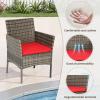 imageFDW Wicker Outdoor Furniture Patio Furniture Set of 3 Rattan Patio Chairs Outdoor Chairs Patio Conversation Set with Coffee Table for Yard Backyard Lawn Porch Poolside BalconyBlackGray and Red