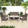 imageFDW Wicker Outdoor Furniture Patio Furniture Set of 3 Rattan Patio Chairs Outdoor Chairs Patio Conversation Set with Coffee Table for Yard Backyard Lawn Porch Poolside BalconyBlackGray and Khaki