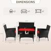 imageFDW Wicker Outdoor Furniture Patio Furniture Set of 3 Rattan Patio Chairs Outdoor Chairs Patio Conversation Set with Coffee Table for Yard Backyard Lawn Porch Poolside BalconyBlackBlack and Red